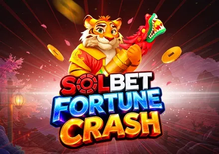 Portada de Fortune Crash de POPOK Gaming para Solbet: un tigre con monedas y un dragón