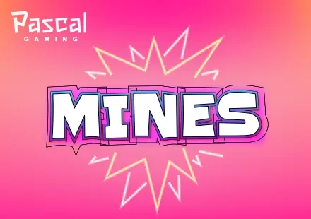 Portada de Mines de Pascal Gaming: el nombre del juego sobre fondo rosa